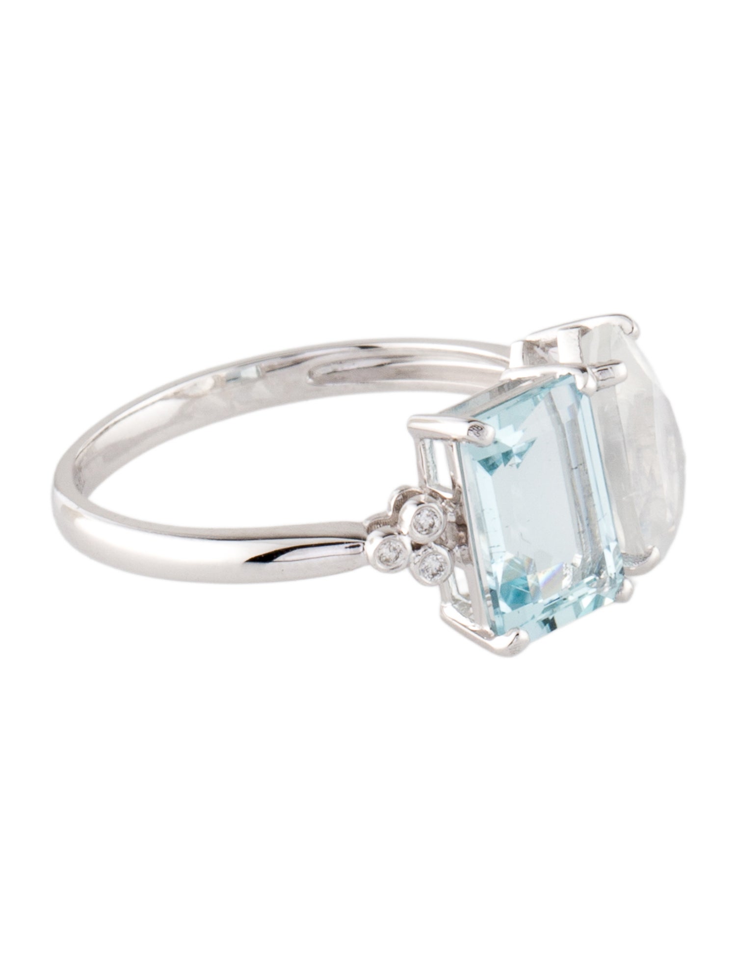 Kai Fine Jewelry 14K Aquamarine, Moonstone & Diamond Fortune Toi et Moi Ring