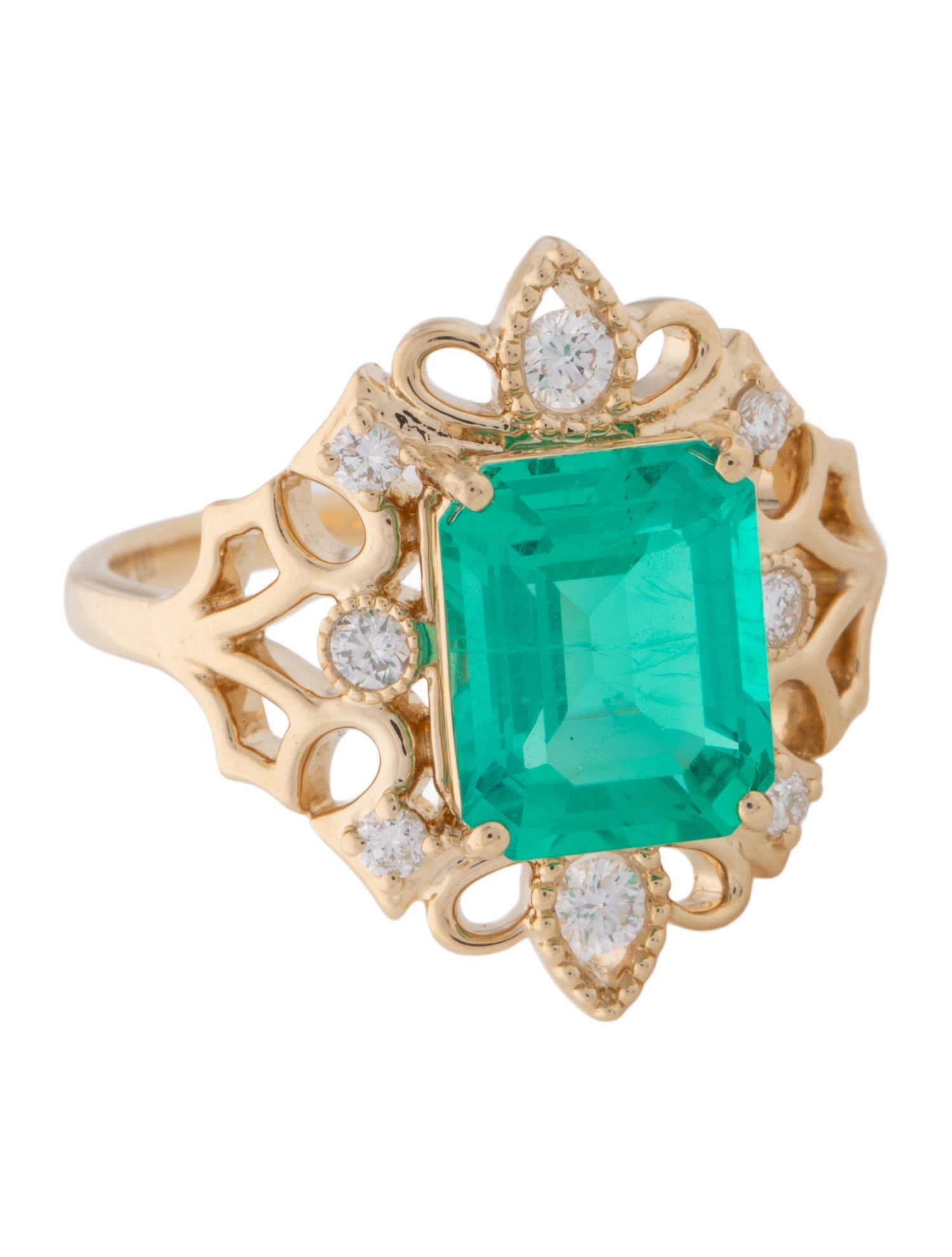 Kai Fine Jewelry 14K 2.78ct Synthetic Emerald & Lab-Grown Diamond Cocktail Ring