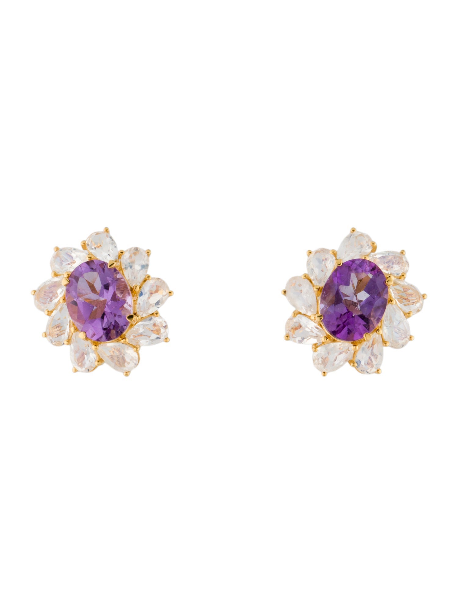 Kai Fine Jewelry 14K Amethyst & Moonstone Cluster Earrings
