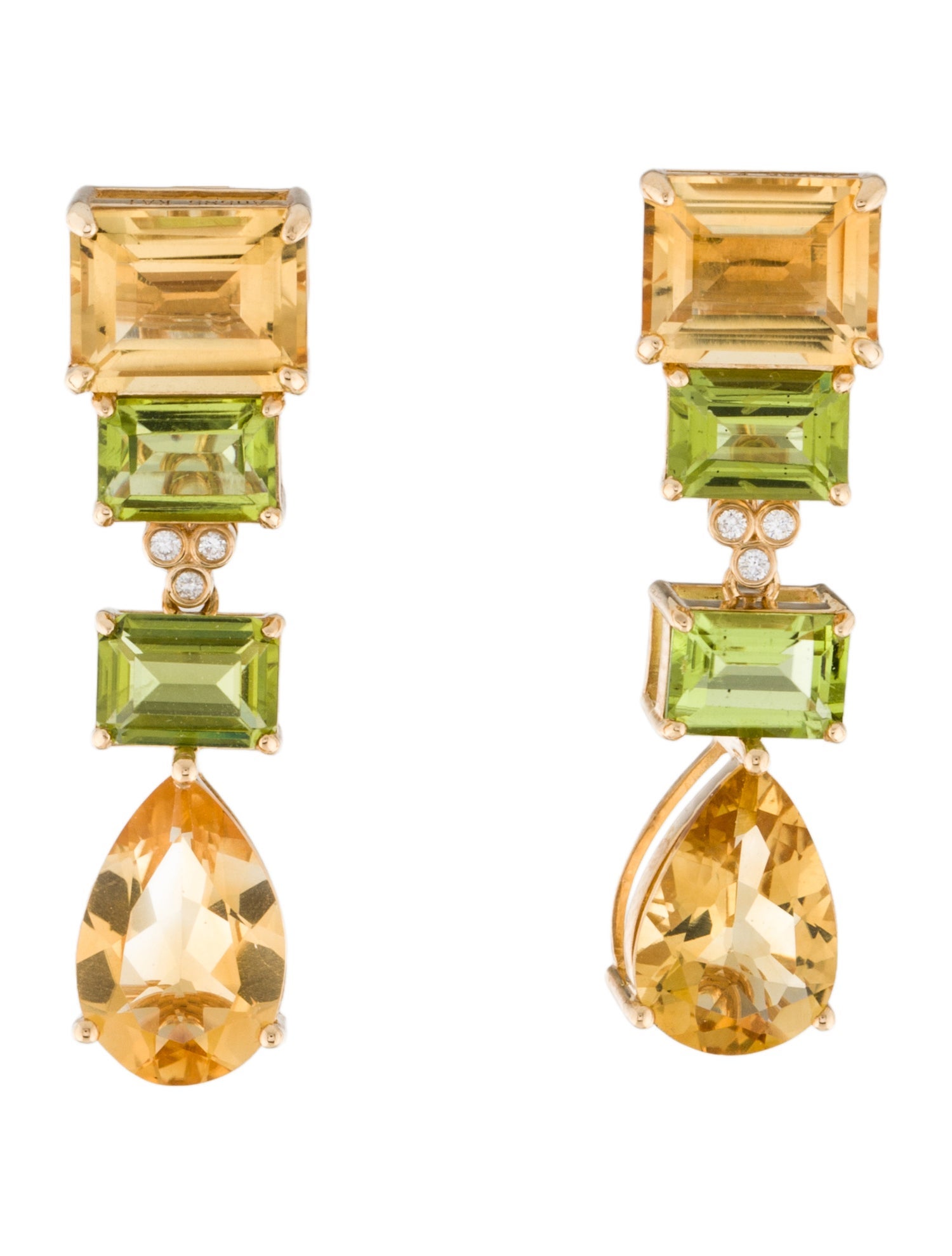 Kai Fine Jewelry 14K Peridot, Citrine & Diamond Convertible Drop Earrings