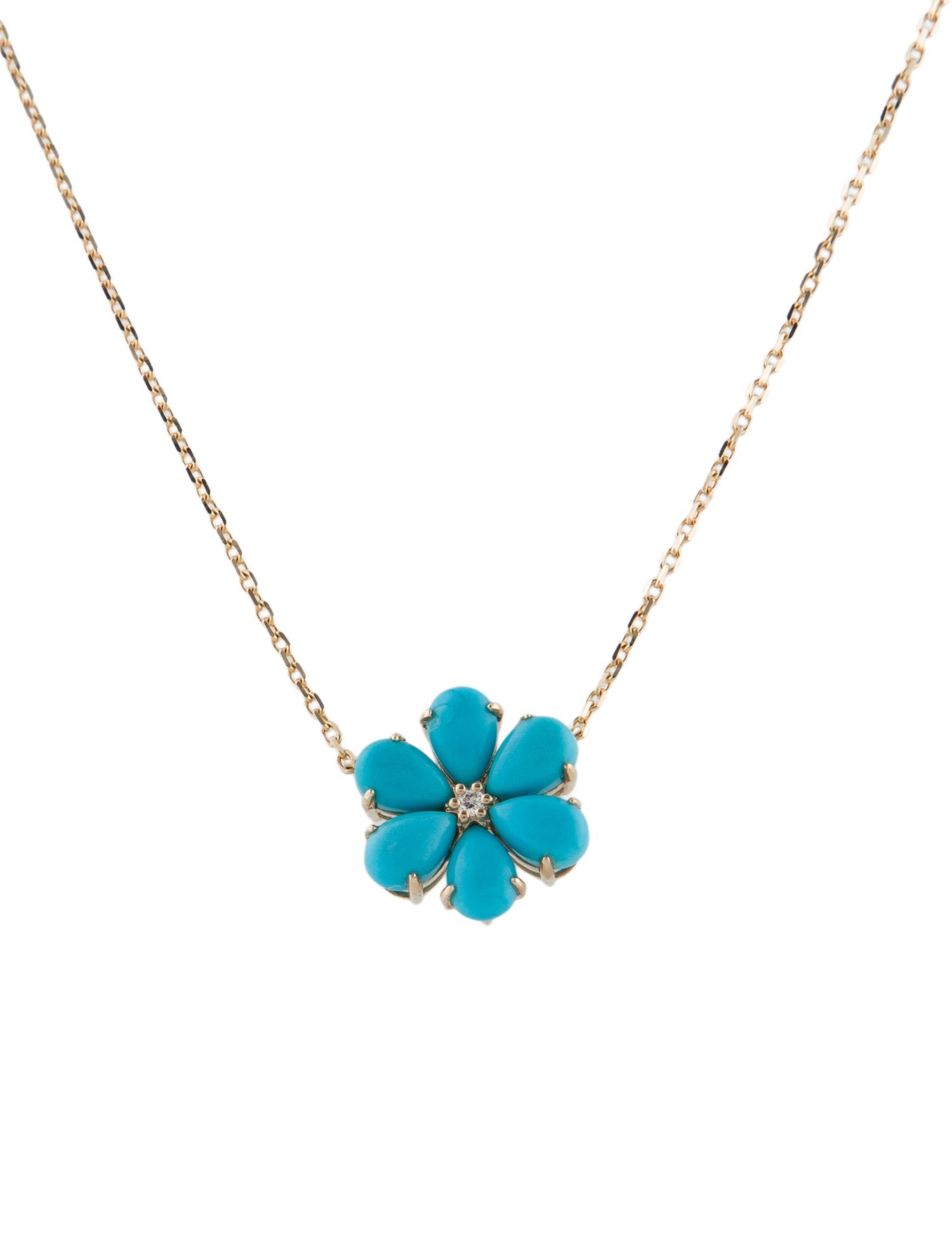 Kai Fine Jewelry 14K Turquoise & Diamond Flora Blossom Pendant Necklace