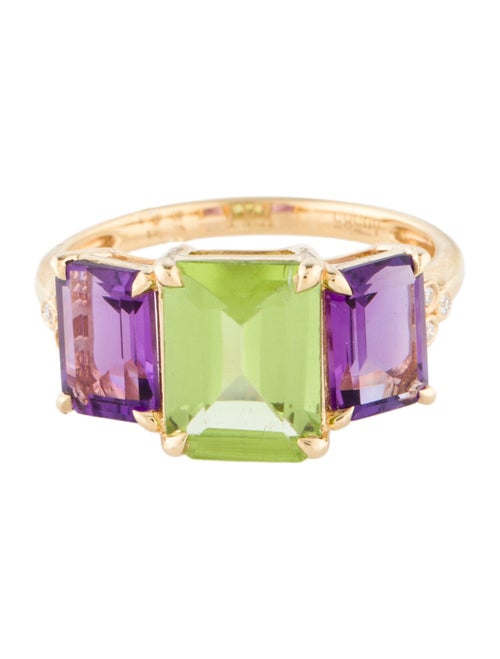 Kai Fine Jewelry 14K 2.25ct Peridot, Amethyst & Diamond Cocktail Ring
