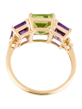 Kai Fine Jewelry 14K 2.25ct Peridot, Amethyst & Diamond Cocktail Ring