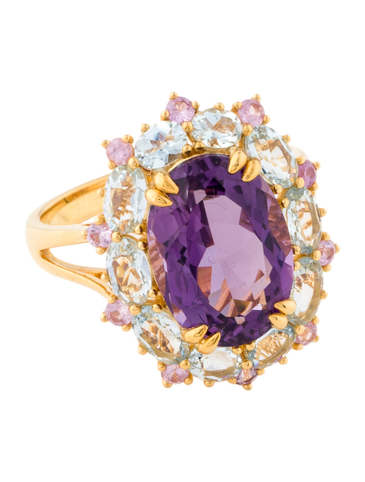 Kai Fine Jewelry 14K 6.00ct Amethyst, Aquamarine & Sapphire Mira Cocktail Ring