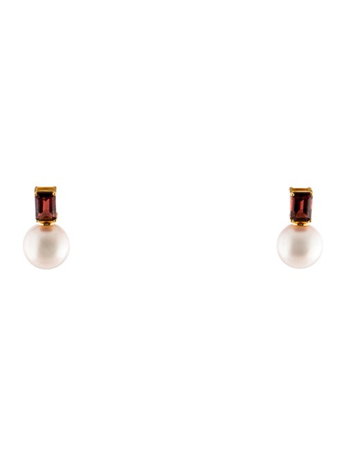 Kai Fine Jewelry 14K Pearl & Garnet Drop Earrings