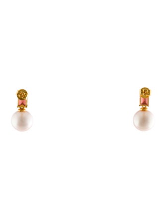 Kai Fine Jewelry 14K Pearl & Garnet Drop Earrings