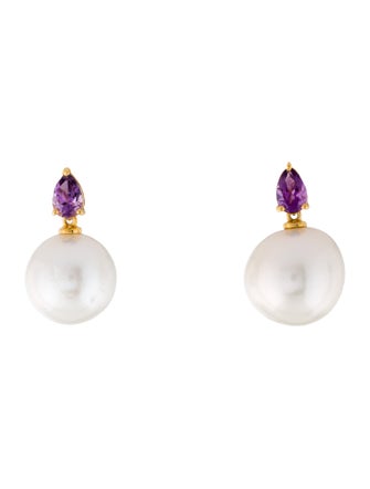 Kai Fine Jewelry 14K Pearl & Amethyst Venus Tears Drop Earrings