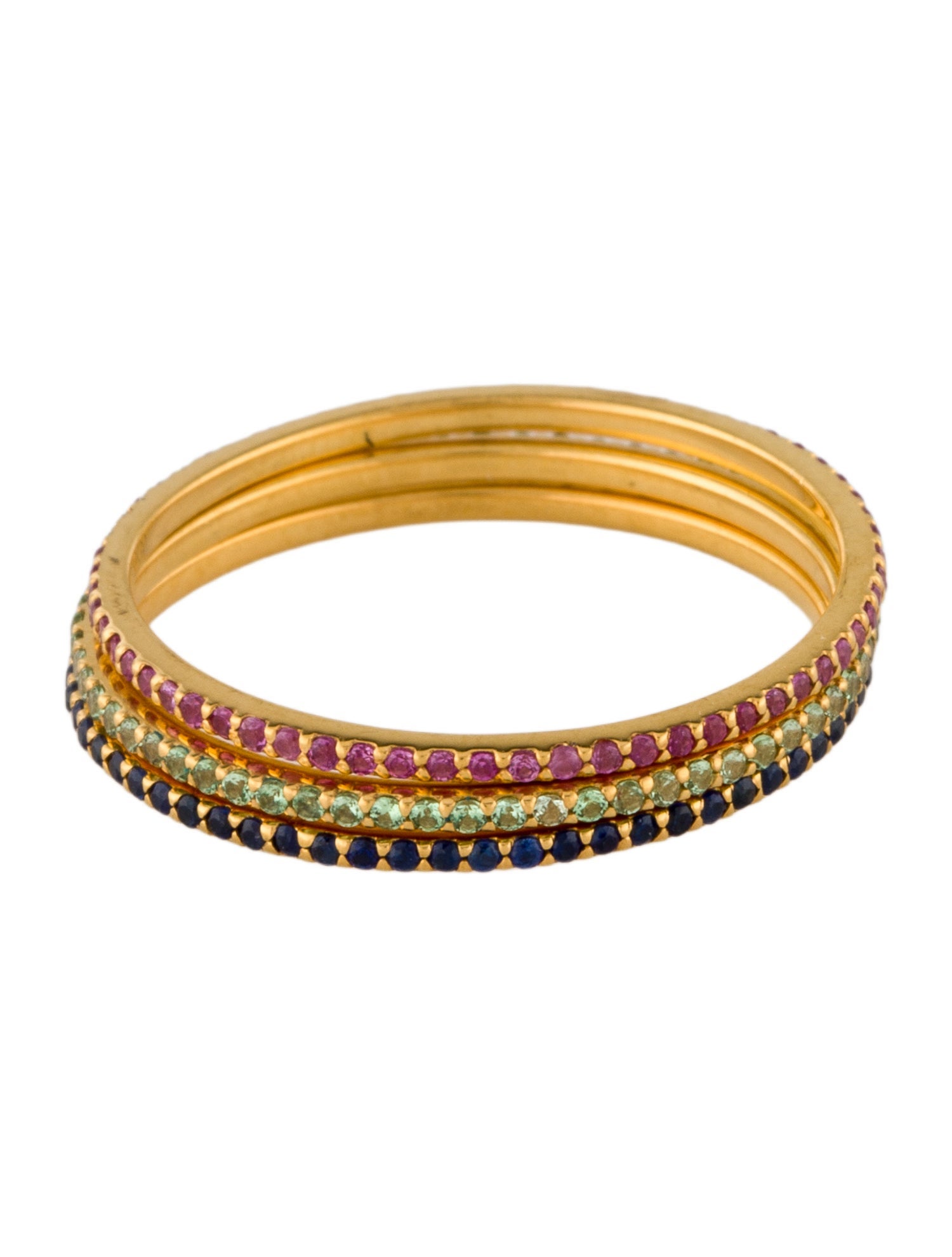 Kai Fine Jewelry 14K Sapphire & Tsavorite Nora Mini Eternity Band Set