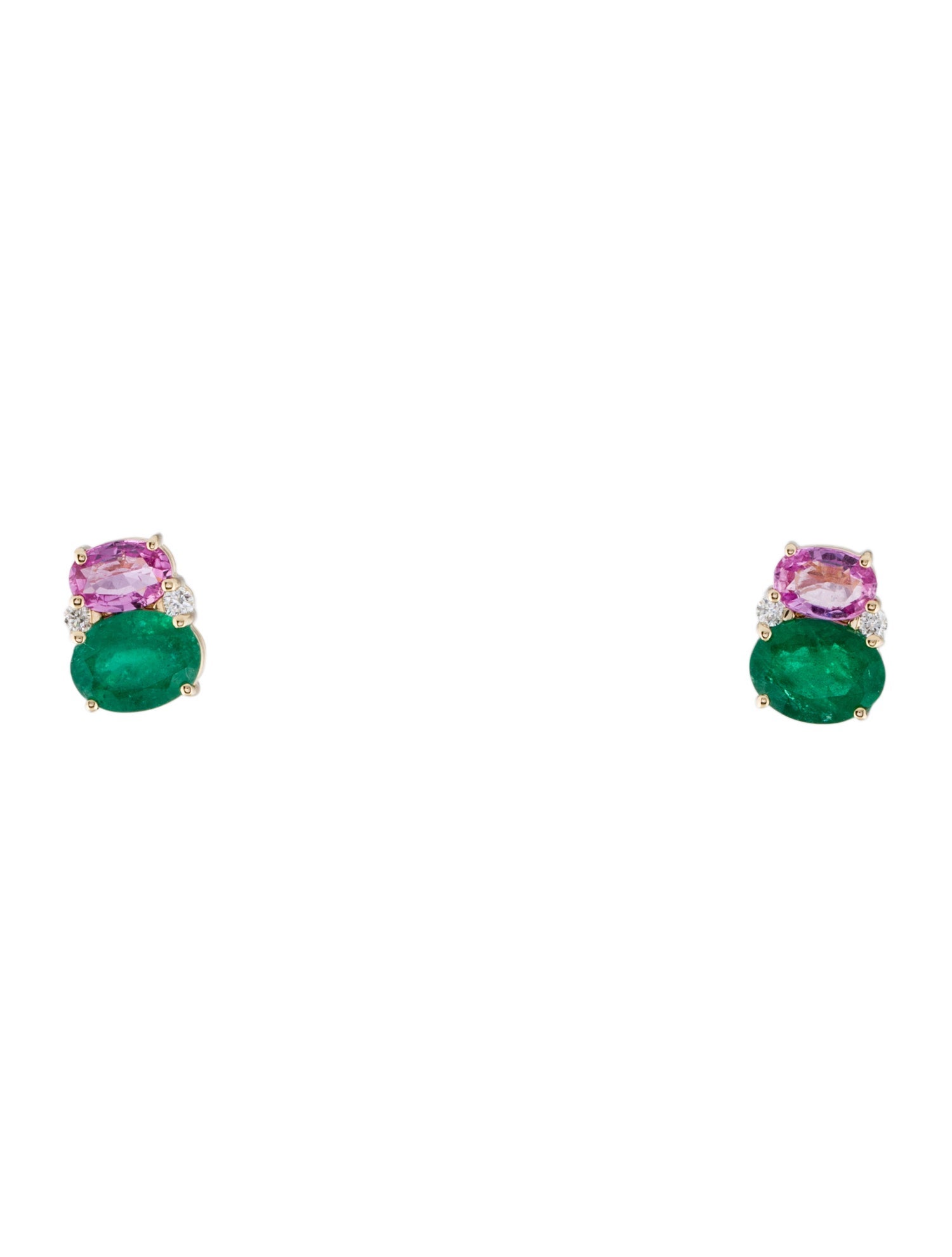 Kai Fine Jewelry 14K 2.48ctw Emerald, Sapphire & Diamond Stud Earrings
