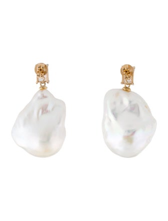 Kai Fine Jewelry 14K Pearl & 1.30ctw Lab-Grown Diamond Drop Earrings