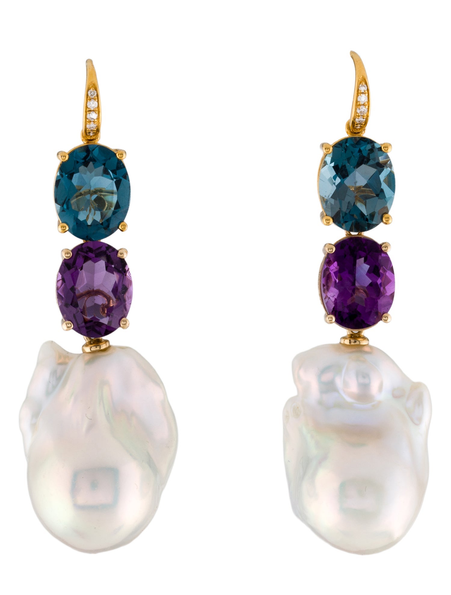 Kai Fine Jewelry 14K Pearl, Topaz, Amethyst & Diamond Convertible Drop Earrings