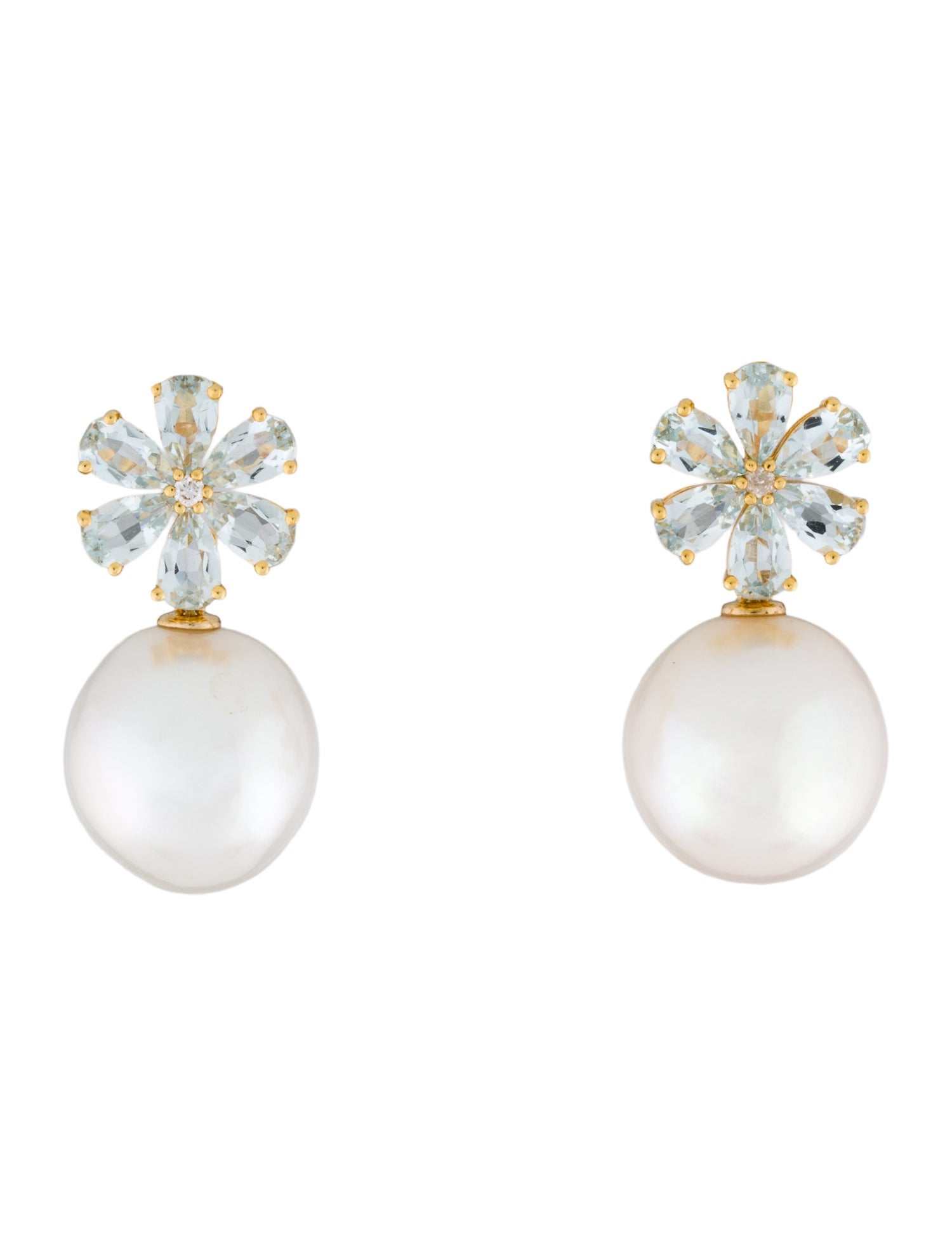 Kai Fine Jewelry 14K Pearl, Aquamarine & Diamond Flora Blossom Convertible Drop Earrings