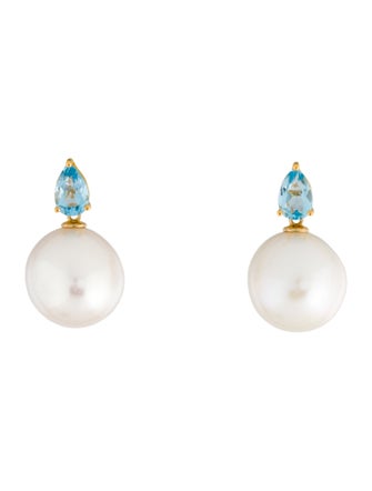 Kai Fine Jewelry 14K Pearl & Topaz Drop Earrings