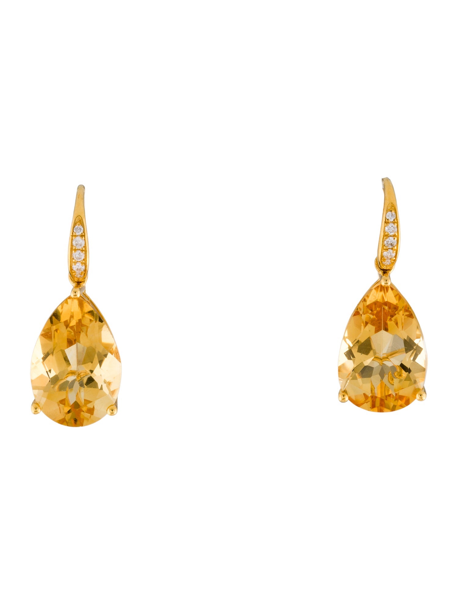 Kai Fine Jewelry 14K Radiant Pear Citrine & Diamond Drop Earrings
