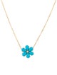 Kai Fine Jewelry 14K 2.00ctw Turquiose & Diamond Flora Blossom Pendant Necklace