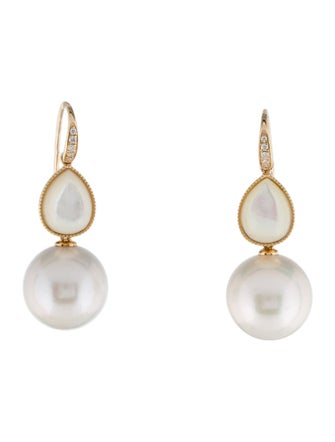 Kai Fine Jewelry 14K Pearl, Mother of Pearl & Diamond Convertible Drop Earrings