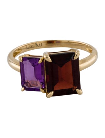 Kai Fine Jewelry 14K Garnet & Amethyst Toi et Moi Ring