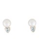 Kai Fine Jewelry 14K Pearl & Aquamarine Venus Heart Stud Earrings