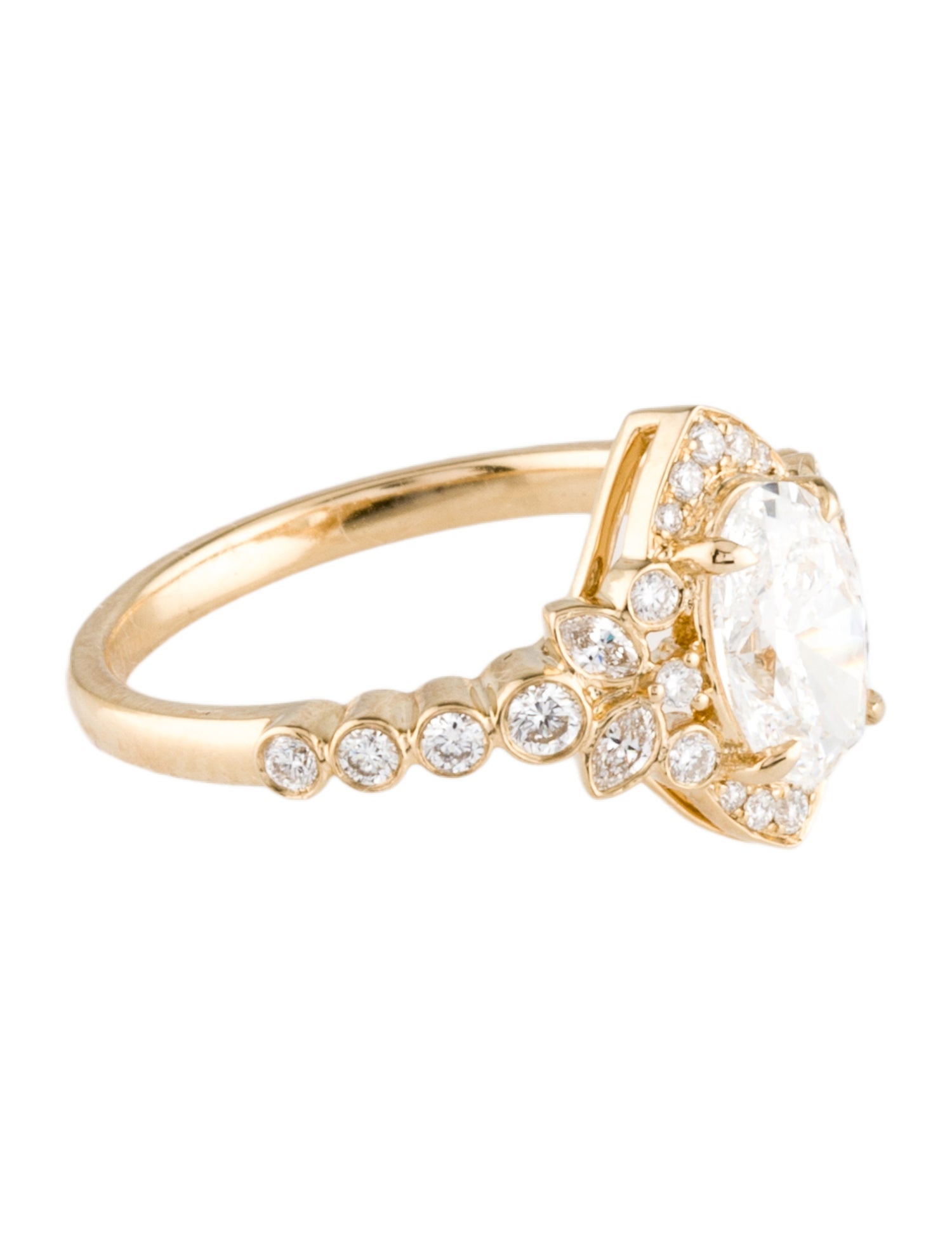 Kai Fine Jewelry 14K 1.00ct Lab Grown Diamond Oliveleaf Halo Cocktail Ring