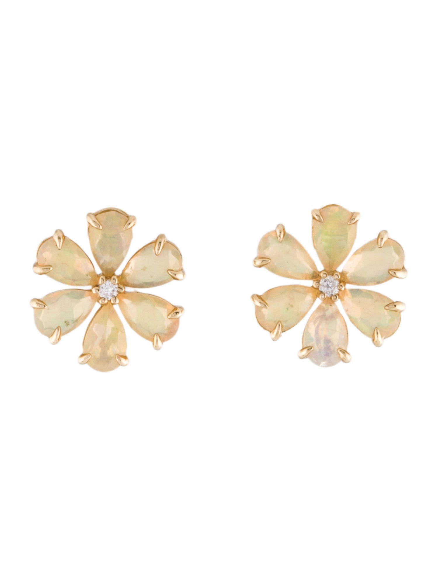 Kai Fine Jewelry 14K 1.44 ctw Opal & Diamond Flora Blossom Stud Earrings