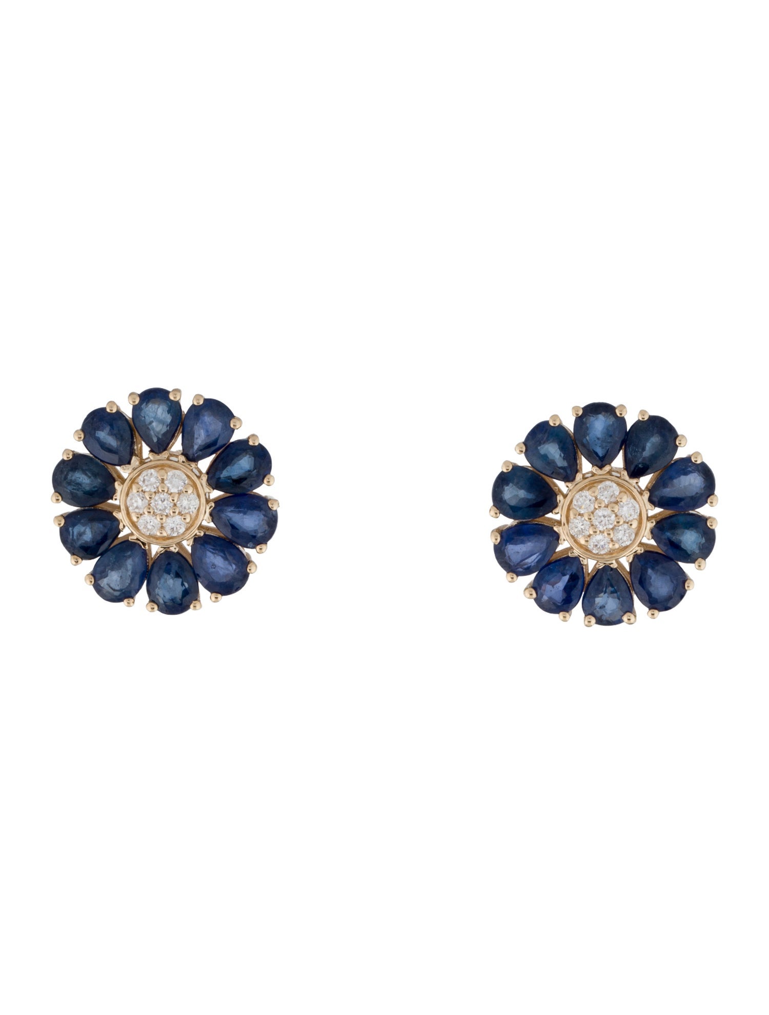 Kai Fine Jewelry 14K 4.00ctw Sapphire & Diamond Flower Stud Earrings
