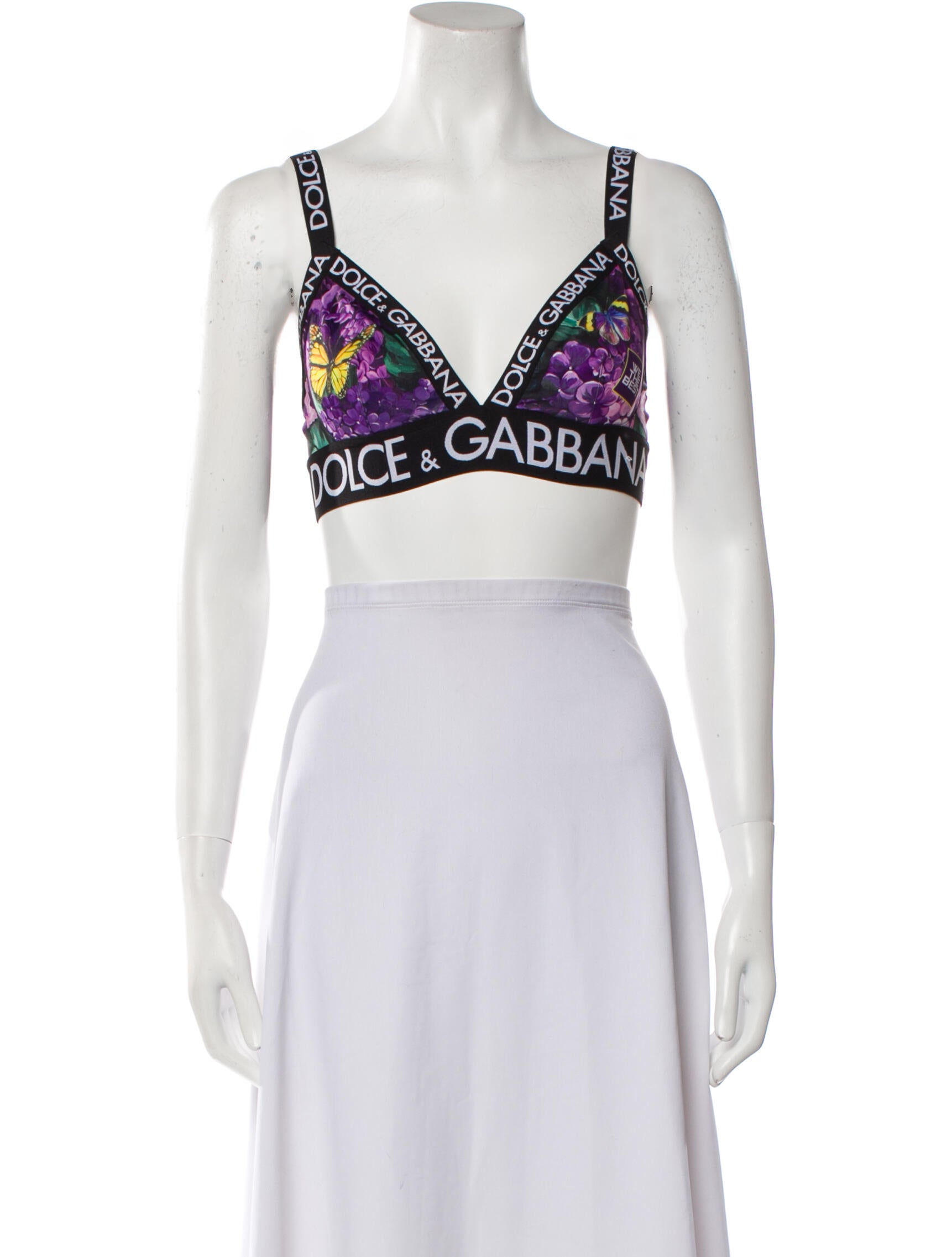 Dolce & Gabbana x Khaled Khaled Floral Print VNeck Crop Top Black