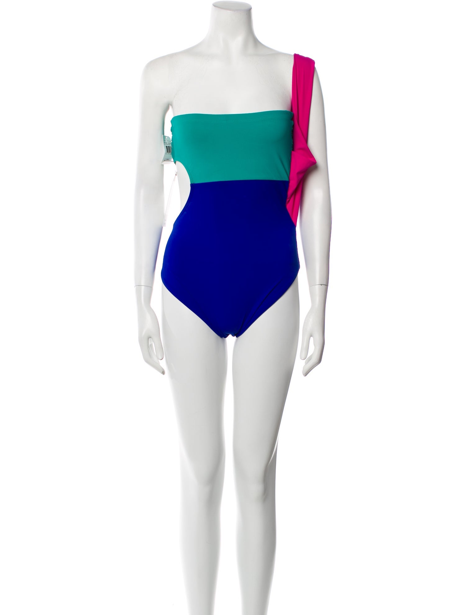 Karla Colletto Colorblock Pattern Cutout Accent One-Piece