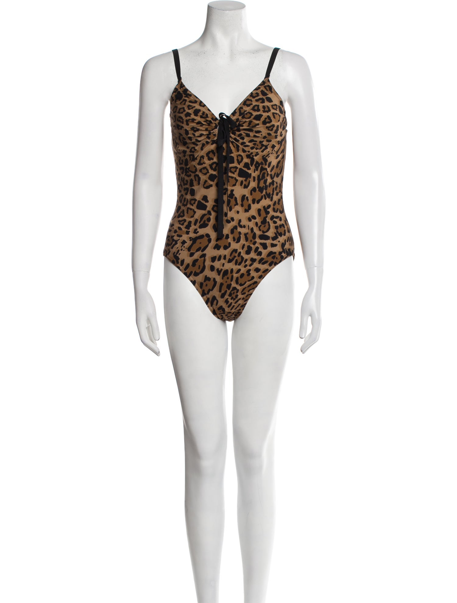Karla Colletto Animal Print Ruffle Embellishment One-Piece w/ Tags