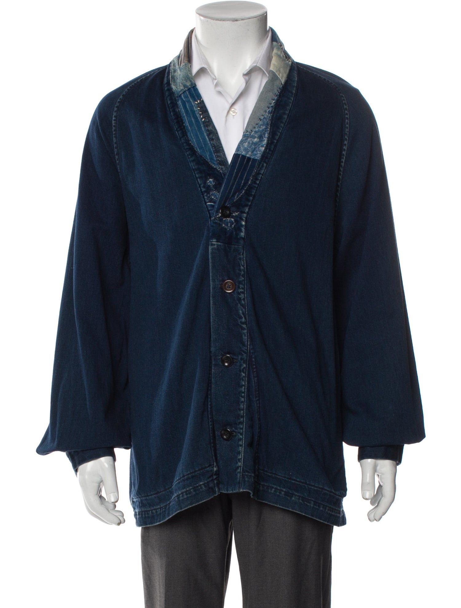 Kapital Kountry Denim Tiger Juban Plaid Print Moto Jacket