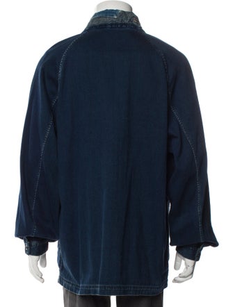 Kapital Kountry Denim Tiger Juban Plaid Print Moto Jacket