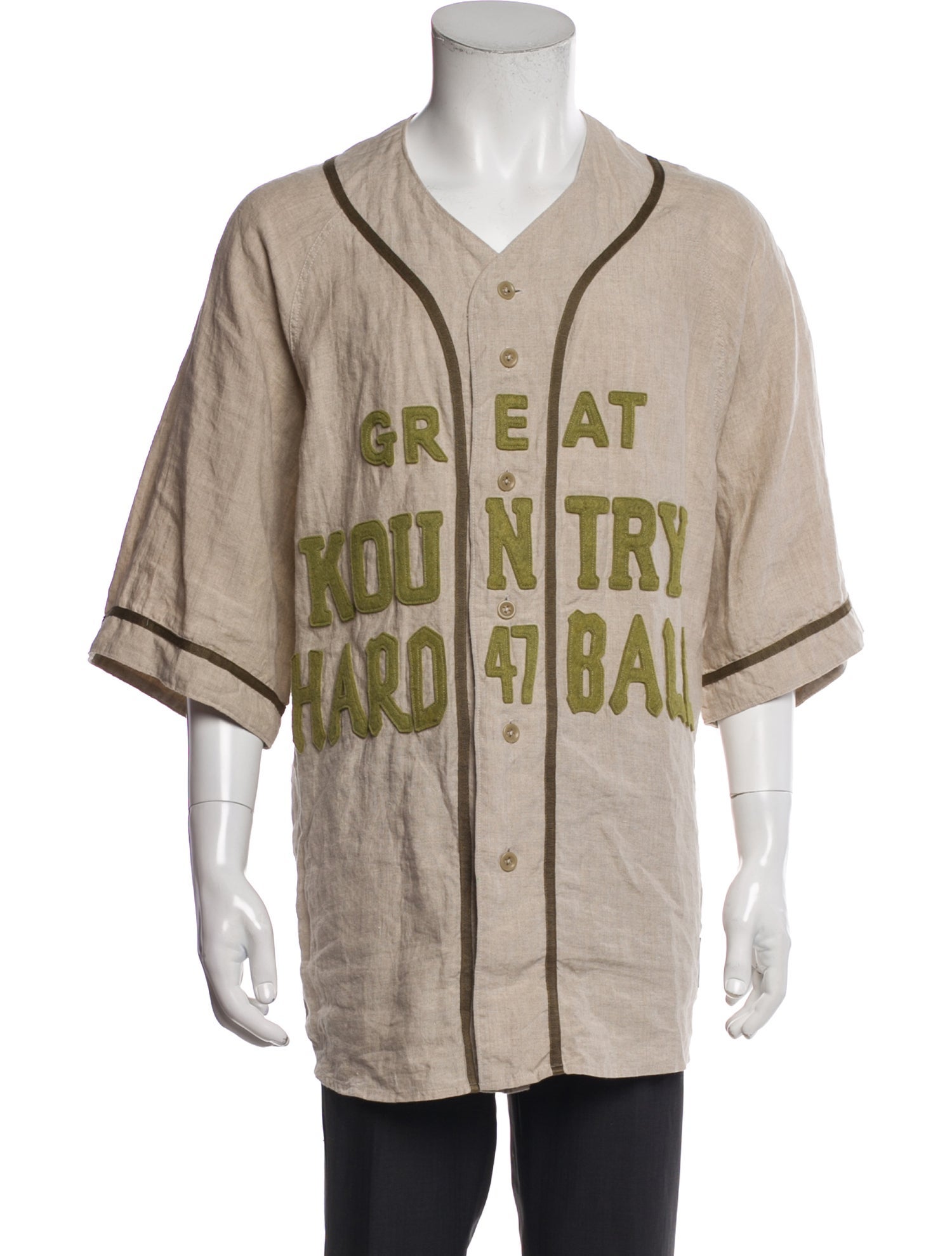 Kapital Kountry French Linen Hardball Jersey Graphic Print Shirt