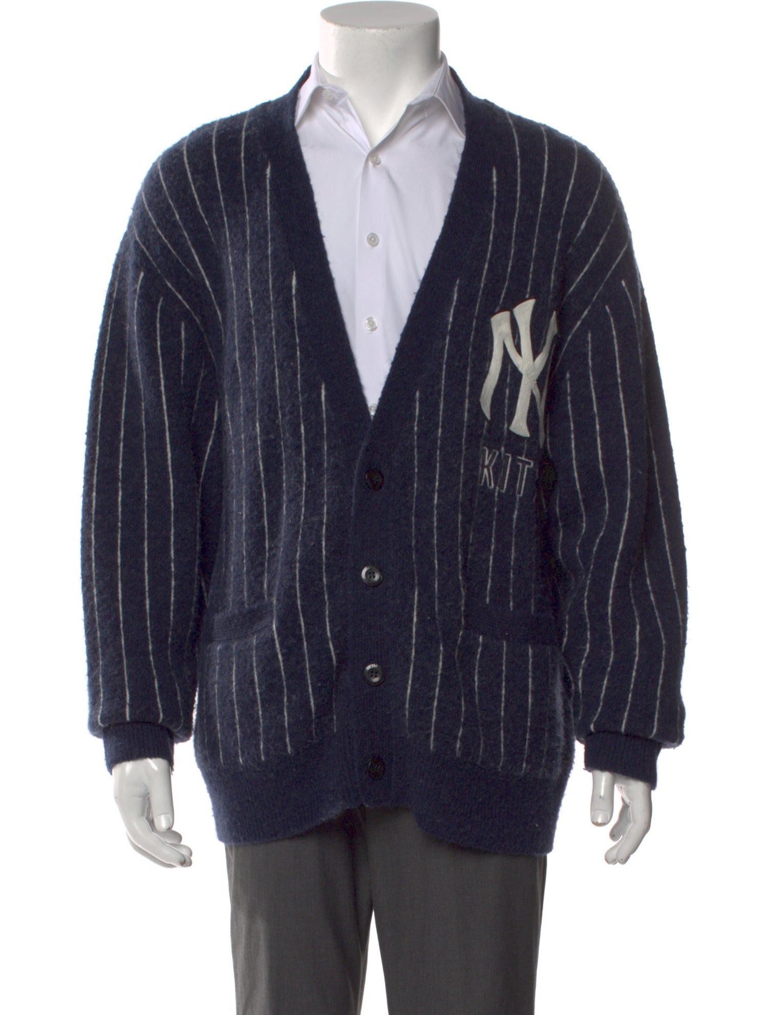 KITH x MLB x Yankees Striped Cardigan - Blue Sweaters, Clothing