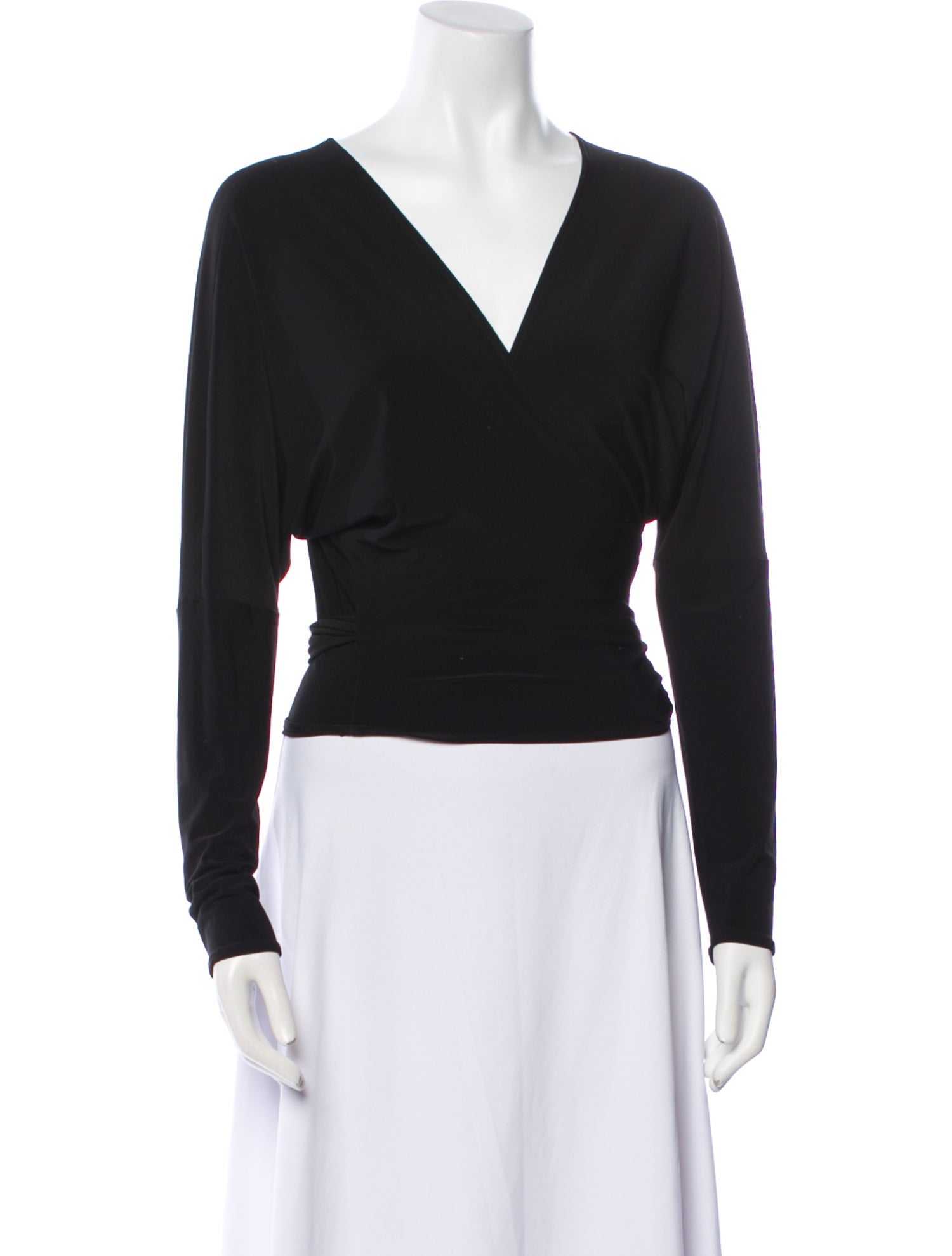 Kamalikulture x Norma Kamali V-Neck Long Sleeve Crop Top