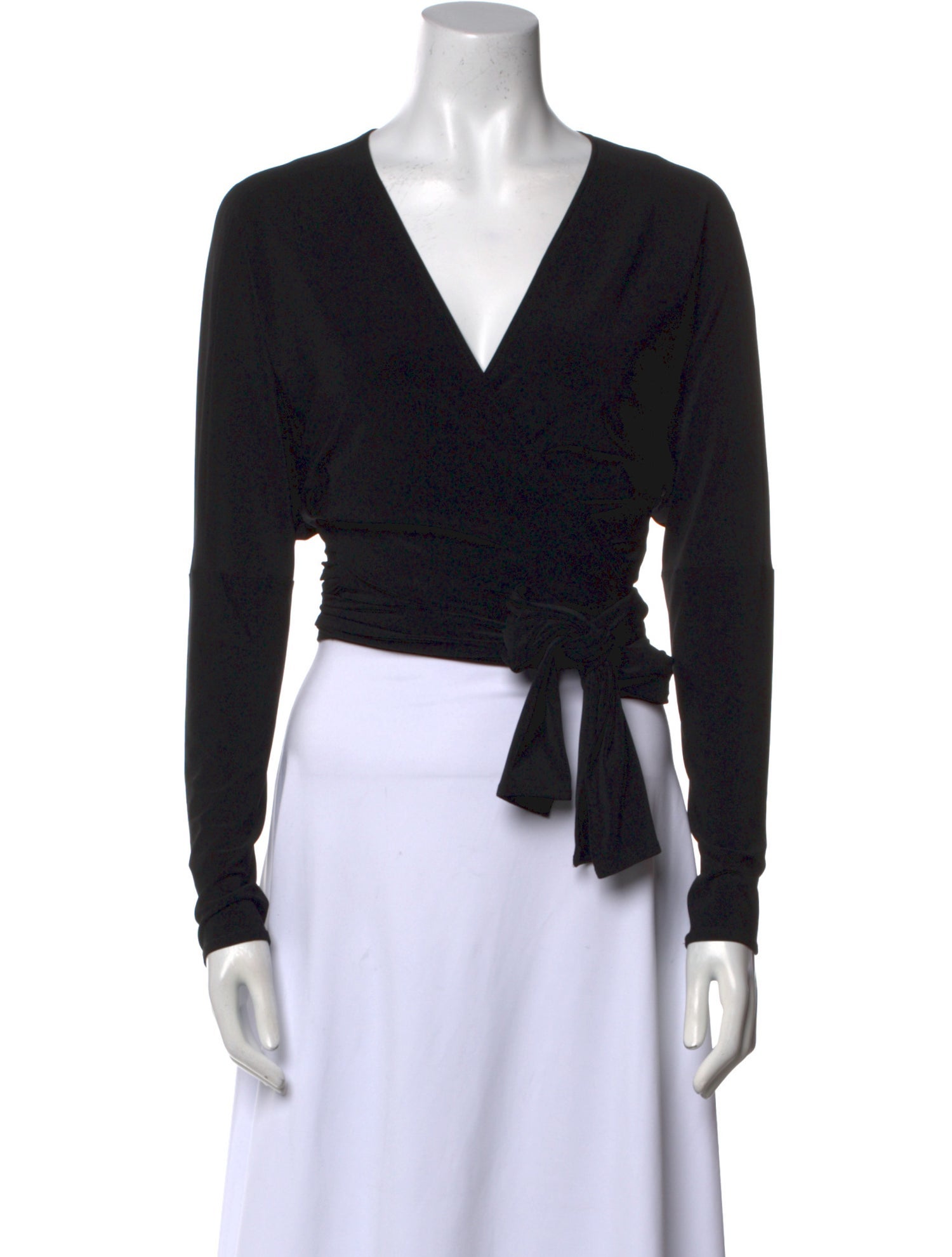 Kamalikulture x Norma Kamali V-Neck Long Sleeve Crop Top