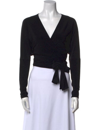 Kamalikulture x Norma Kamali V-Neck Long Sleeve Crop Top