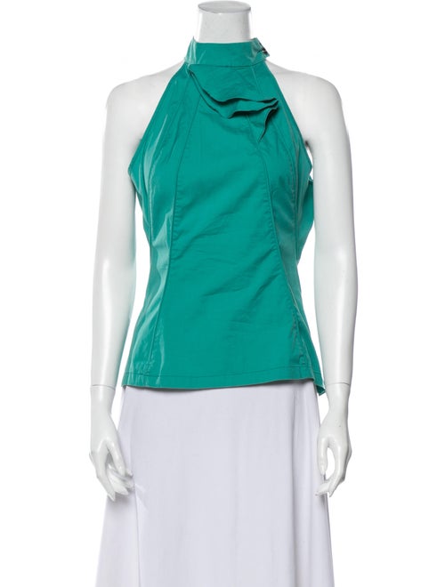Karen Millen Halterneck Sleeveless Blouse Green