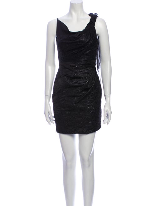 Karen Millen Asymmetrical Mini Dress Black