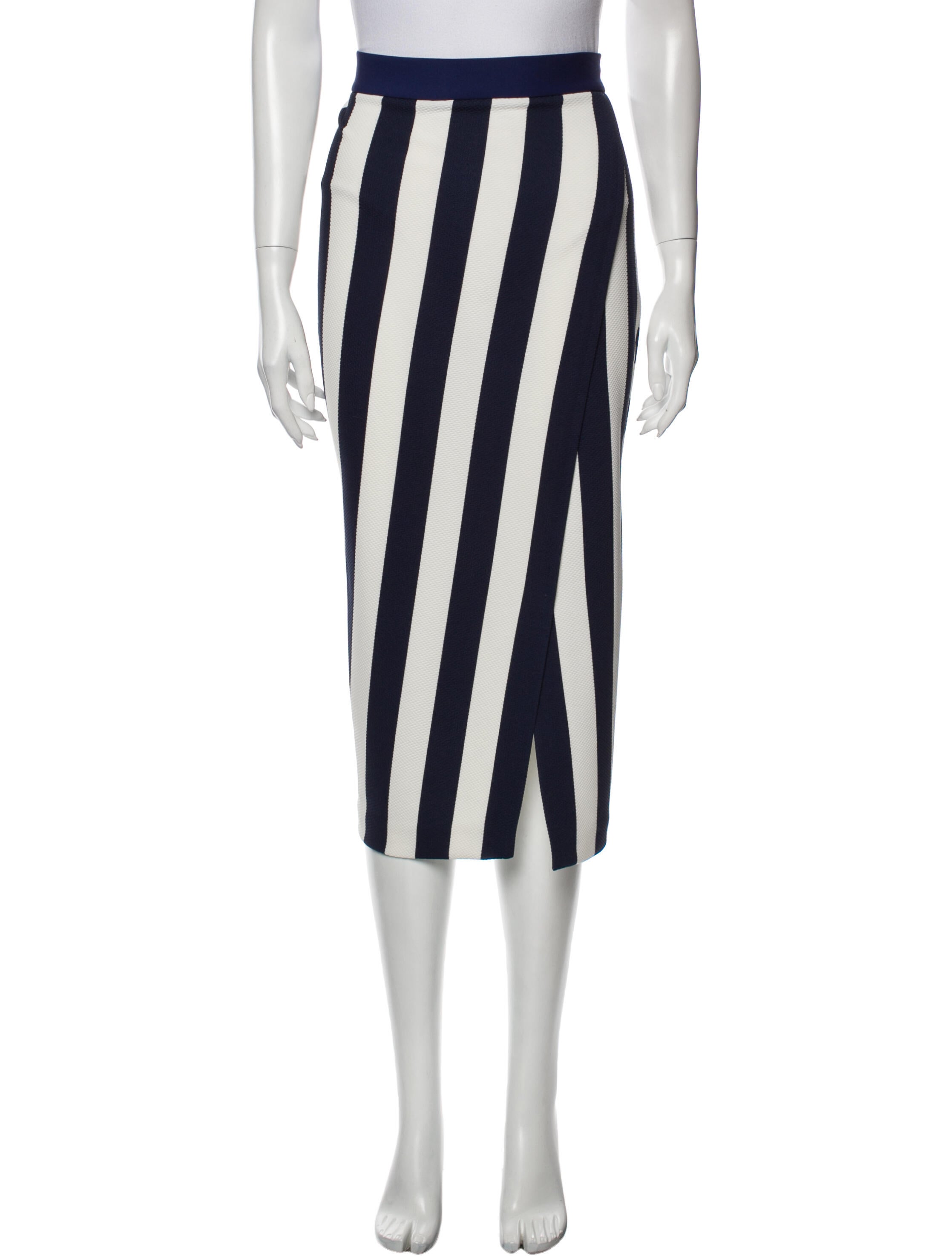 Karen Millen Striped Midi Length Skirt Clothing WKM36954 The RealReal