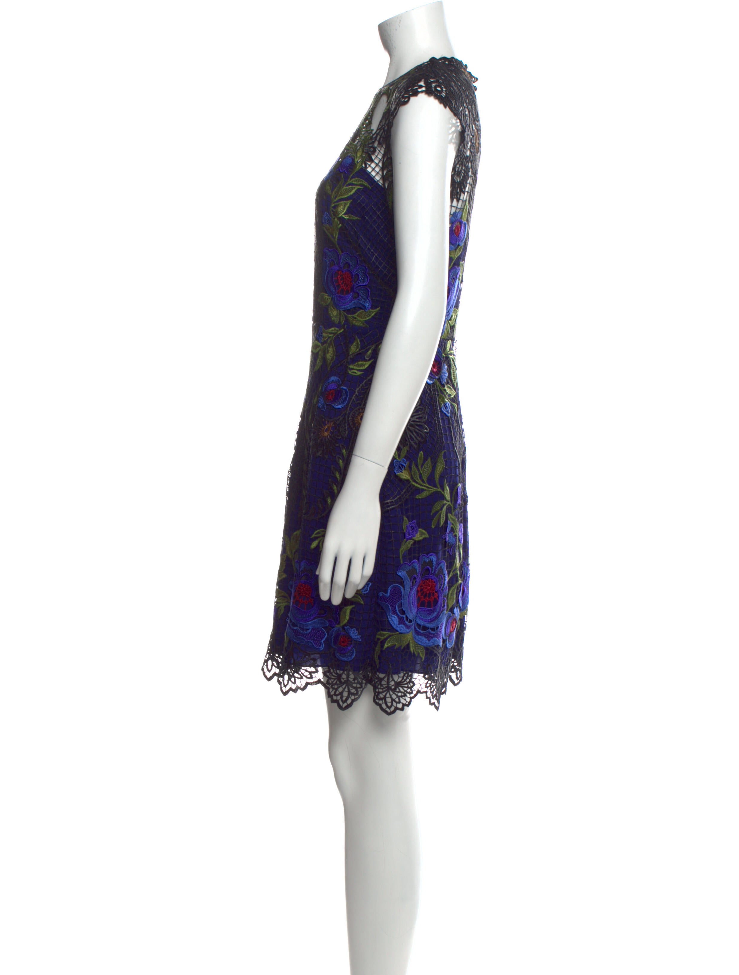 karen millen floral lace mini dress Karen Millen Fruit Print Tape Detail Long Sleeve Woven Mini Dress in Floral