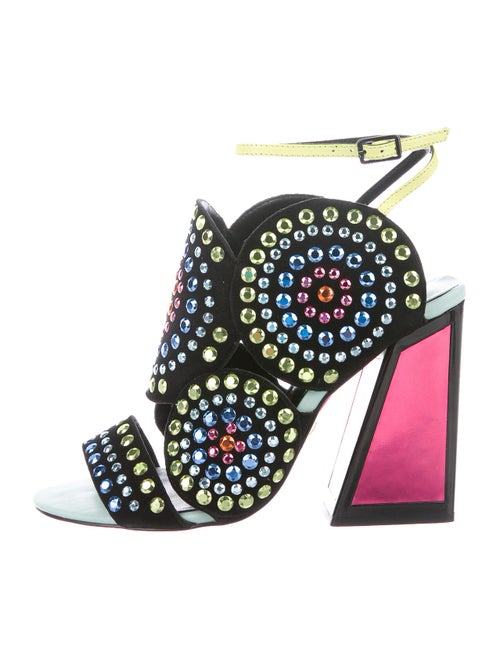 Kat Maconie Suede Printed Sandals Black