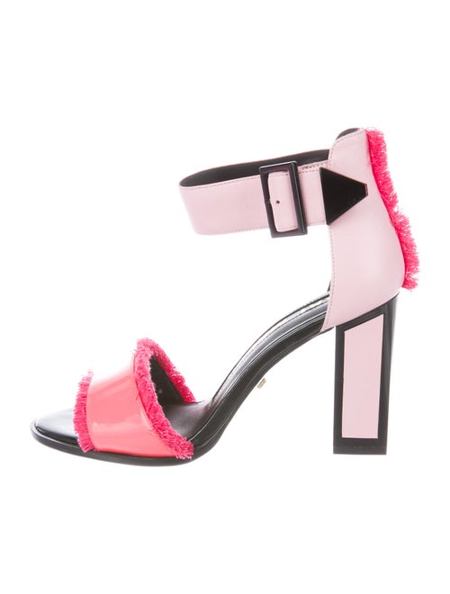 Kat Maconie Leather Fringe Trim Accent Sandals Pin