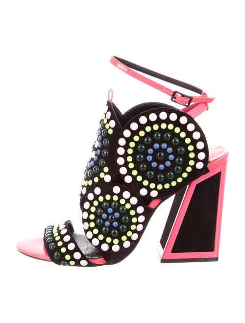Kat Maconie Suede Printed Sandals Black