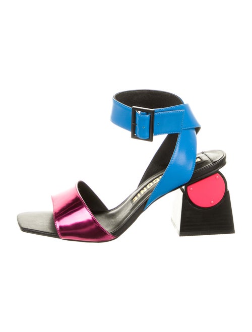 Kat Maconie Leather Printed Sandals Blue