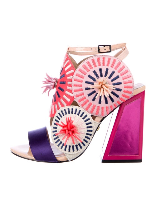 Kat Maconie Leather Printed Sandals Metallic