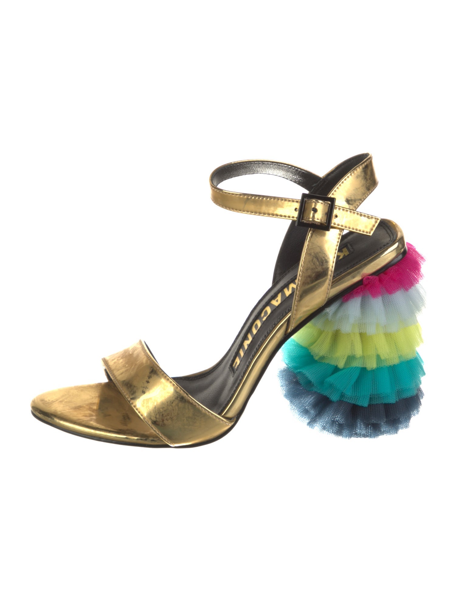 Kat Maconie Patent Leather Ruffle Embellishment Sandals