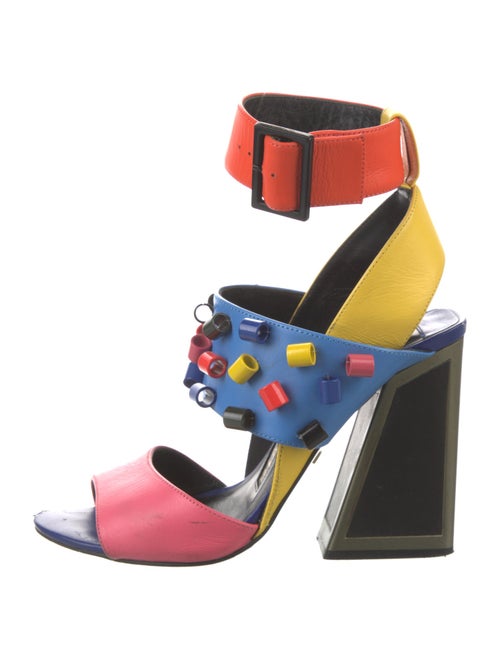 Kat Maconie Leather Colorblock Pattern Sandals