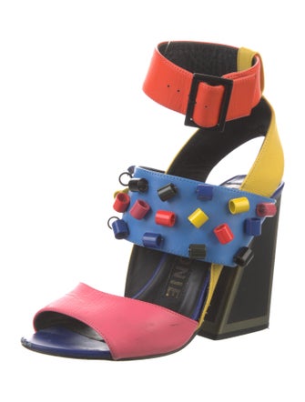 Kat Maconie Leather Colorblock Pattern Sandals