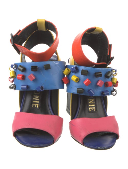 Kat Maconie Leather Colorblock Pattern Sandals