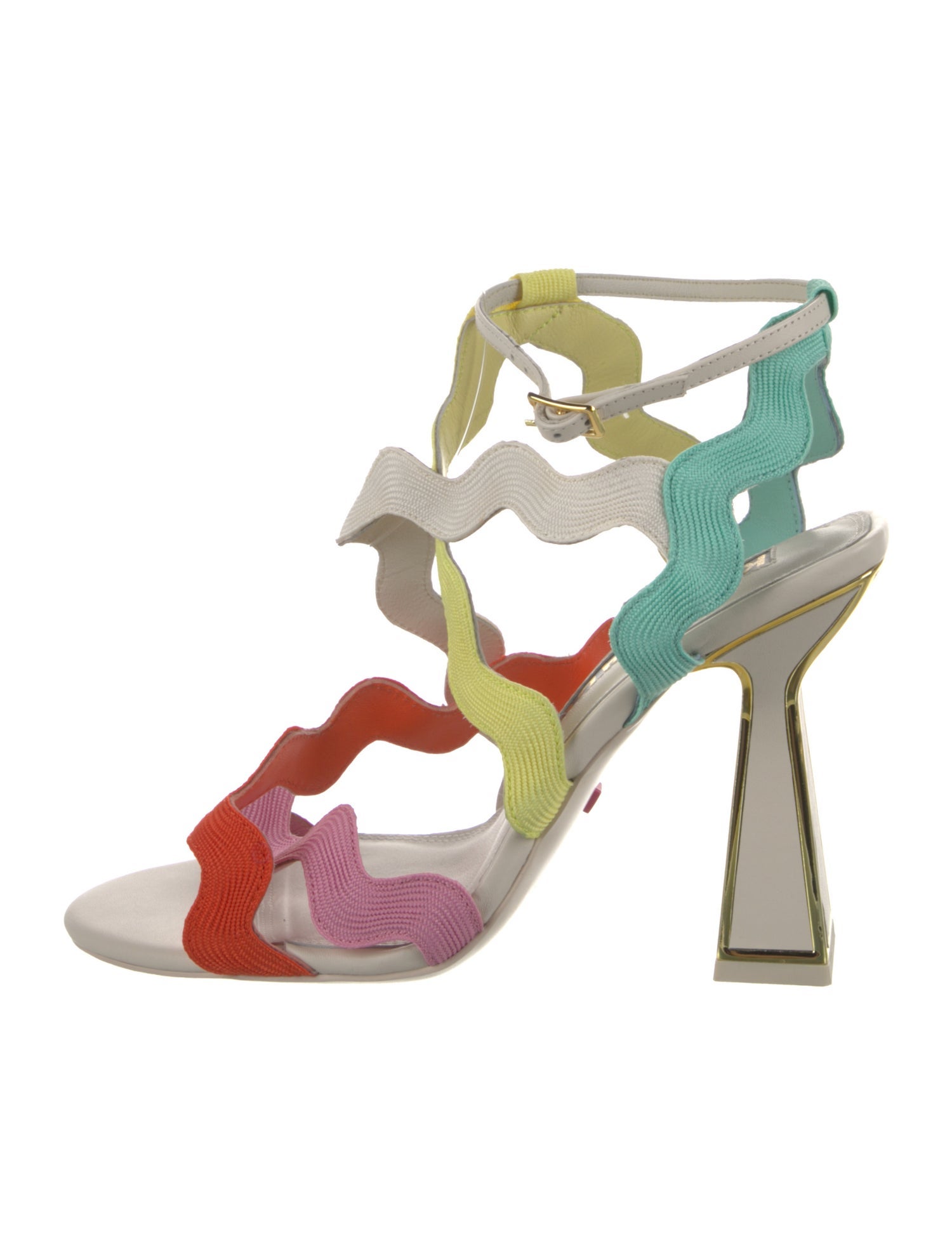 Kat Maconie Leather Colorblock Pattern Slingback Sandals