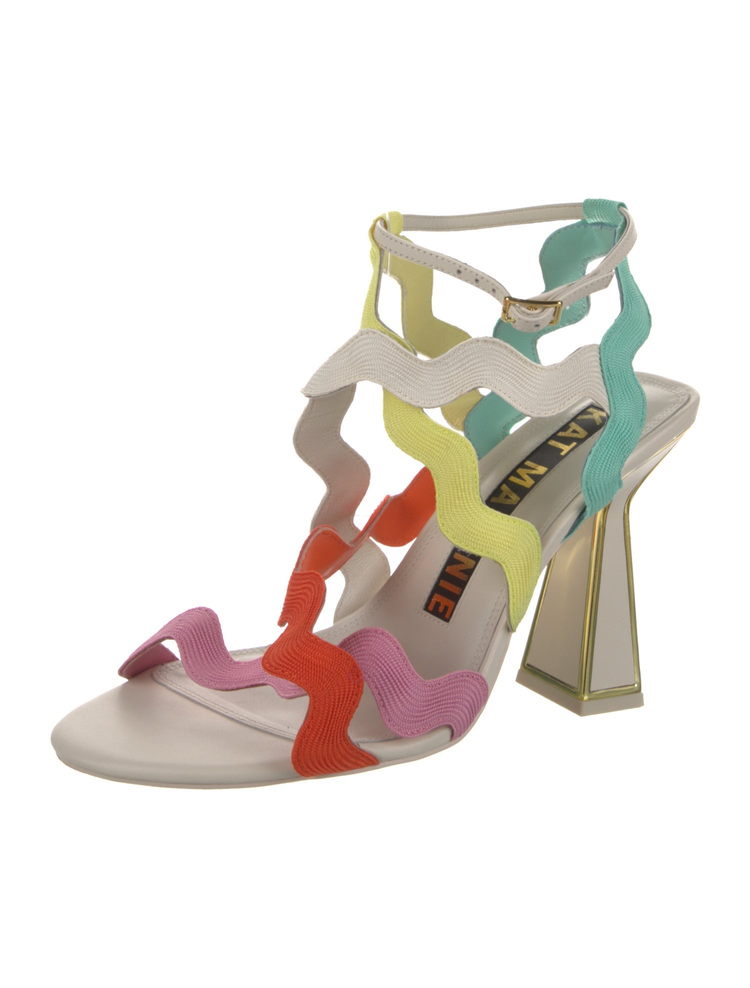 Kat Maconie Leather Colorblock Pattern Slingback Sandals